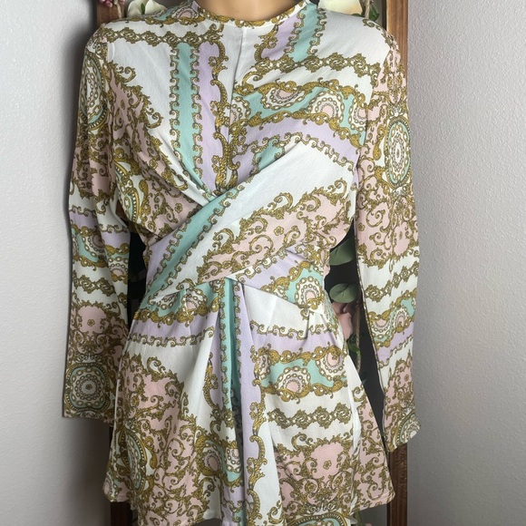 PASTEL SCARF PRINT TWIST FRONT ROMPER Size 4 NWT - Picture 1 of 12